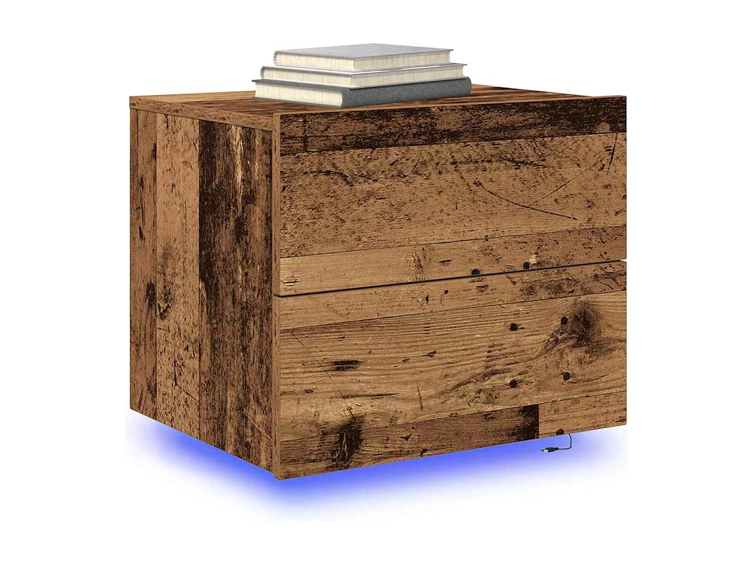 Comodini con luci LED 2 pezzi da parete in legno vecchio