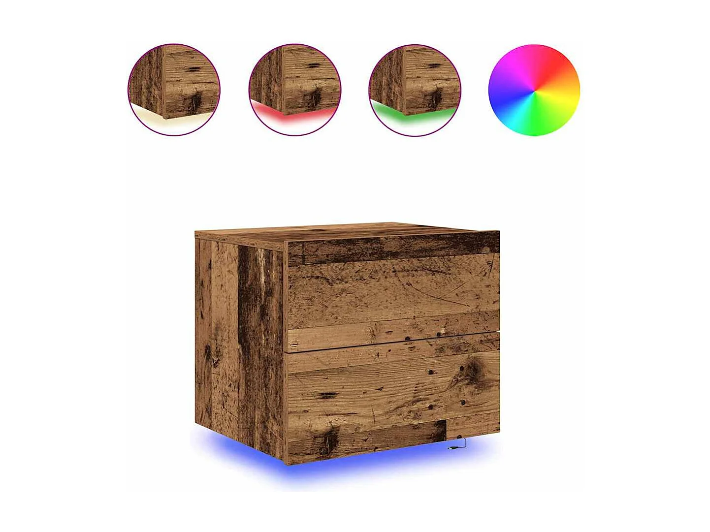 Comodini con luci LED 2 pezzi da parete in legno vecchio