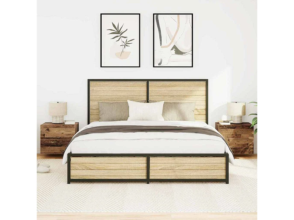 Comodini con luci LED 2 pezzi da parete in legno vecchio