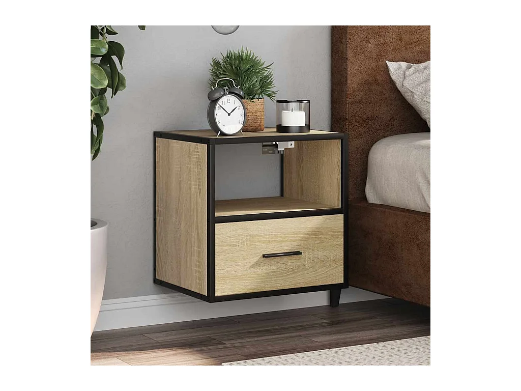 Comodino da parete in rovere Sonoma 40x31x39,5 cm