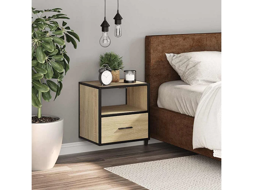 Comodino da parete in rovere Sonoma 40x31x39,5 cm