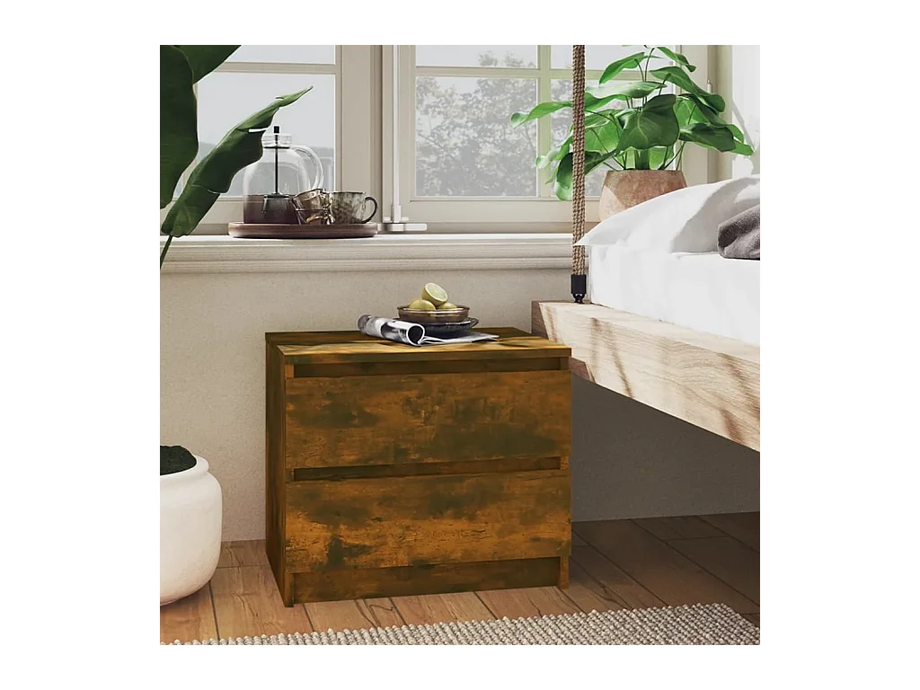 Table de chevet Chêne fumé 50x39x43,5 cm Bois d'ingénierie