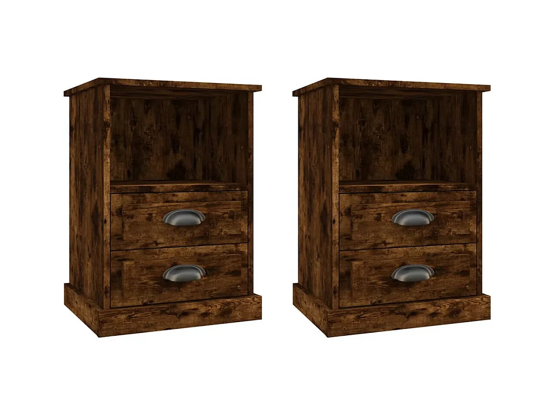 Comodini 2 pezzi rovere affumicato 43x36x60 cm