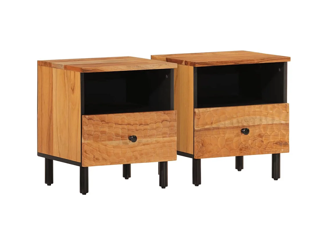 Tables de chevet 2 pcs 40x33x46 cm Bois d'acacia massif