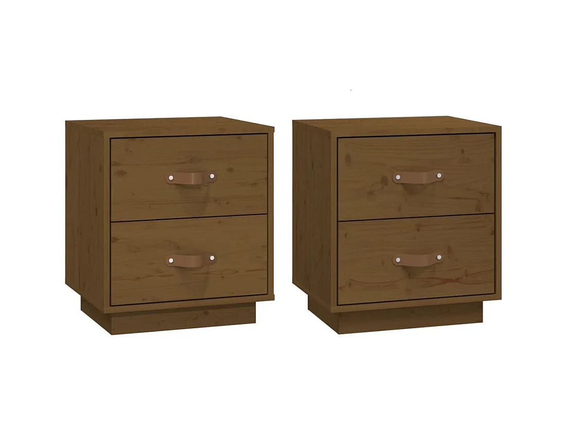  Tables de chevet 2 pcs Marron miel 40x34x45 cm Bois pin massif