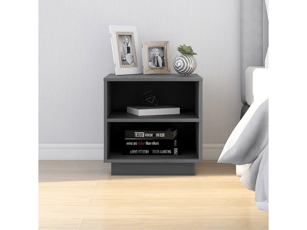 Tables de chevet 2 pcs Gris 40x34x40 cm Bois de pin solide