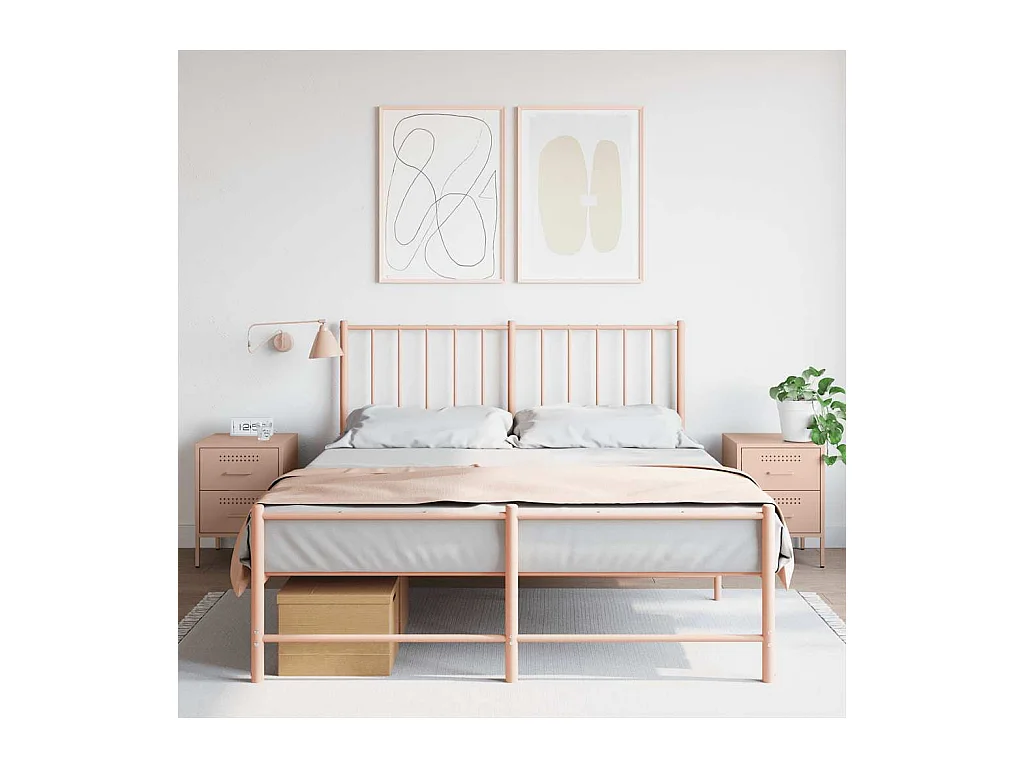 Tables de chevet 2 pcs rose 36x39x50,5 cm acier