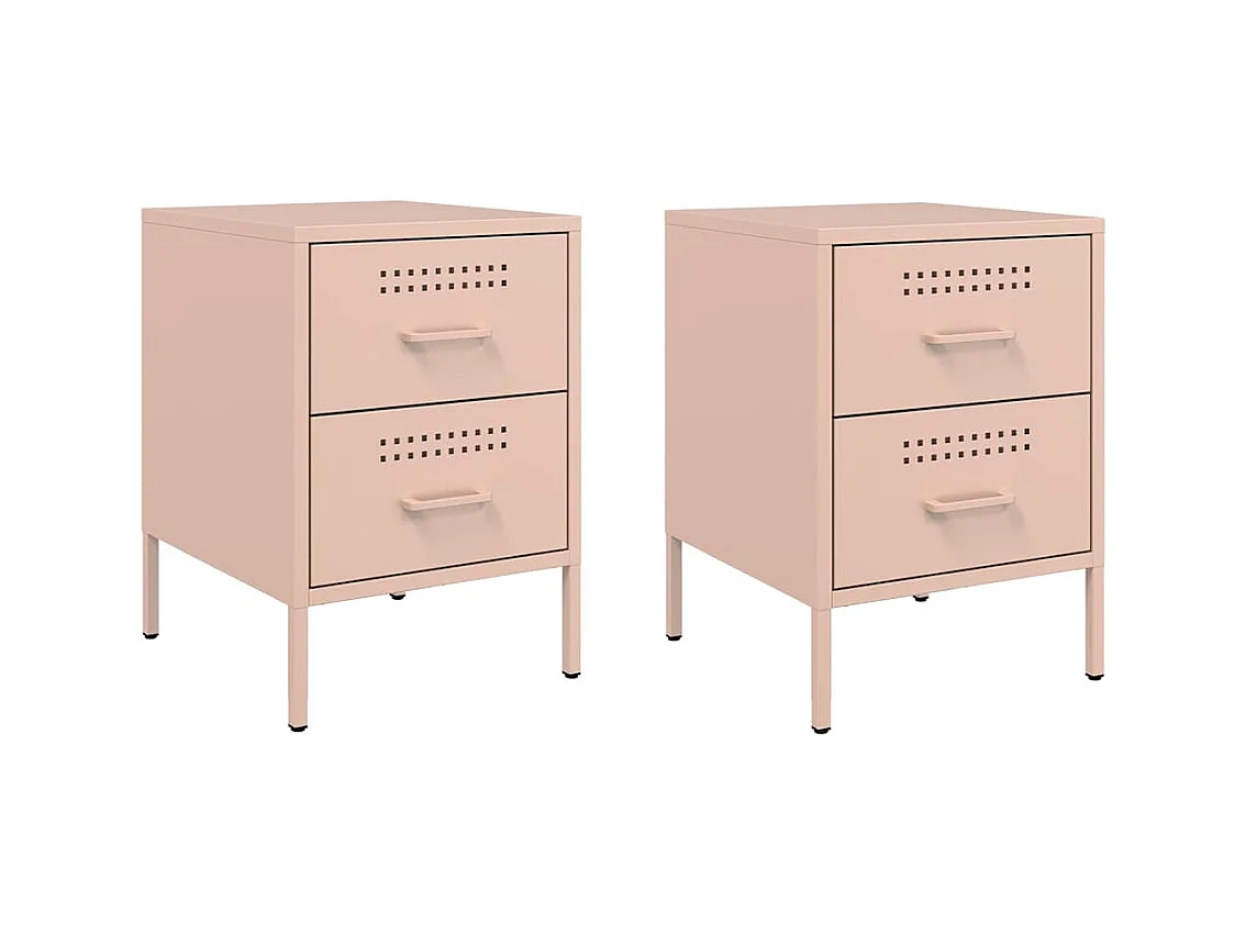 Tables de chevet 2 pcs rose 36x39x50,5 cm acier