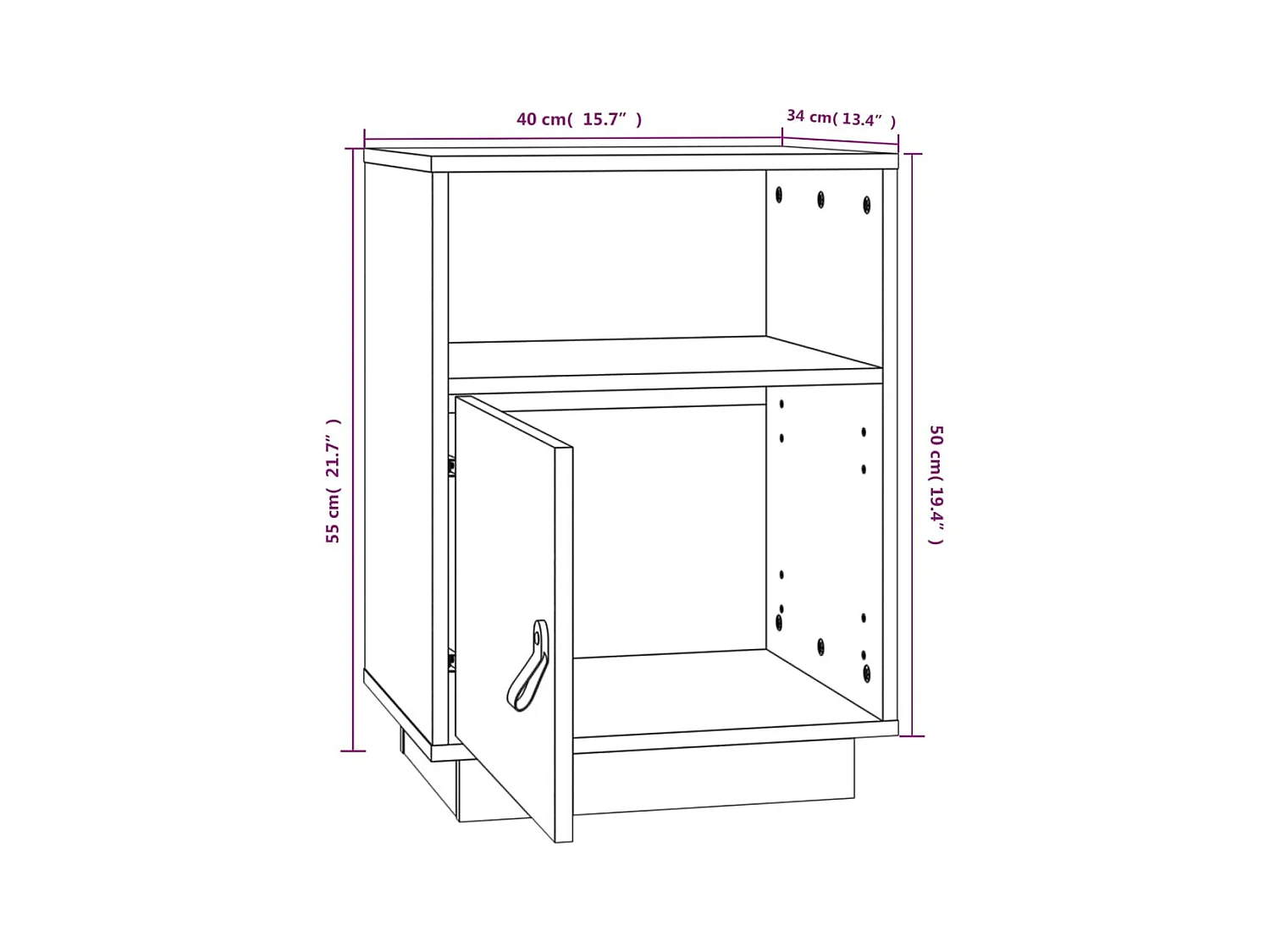 Honingbruin nachtkastje 40x34x55 cm massief grenenhout