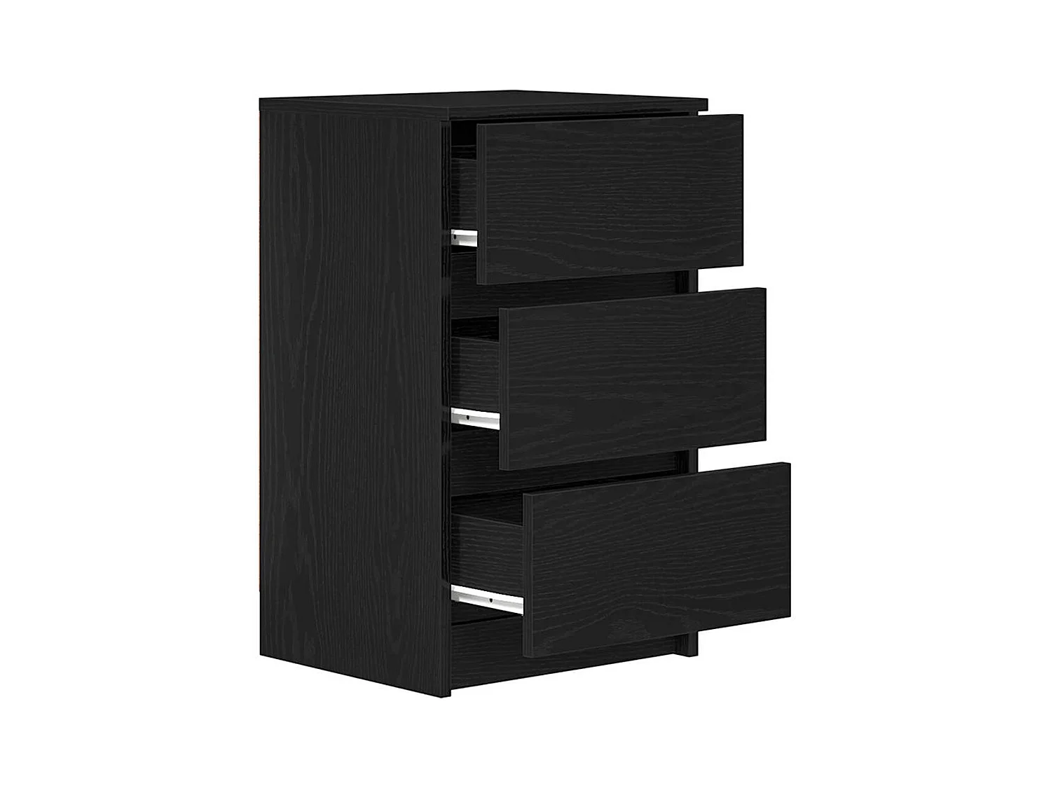 Table de chevet avec 3 tiroirs noir 39x35x65 cm