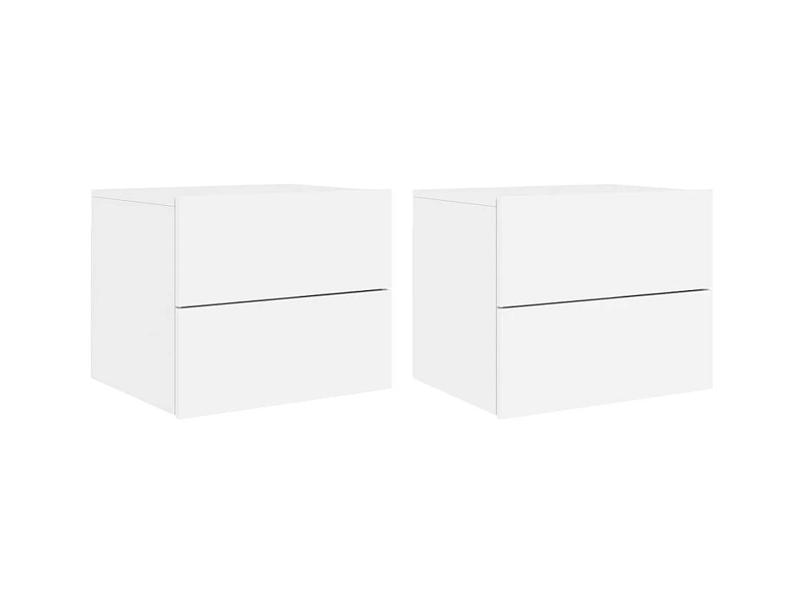 Mesitas de noche de pared con luces LED 2 piezas blancas