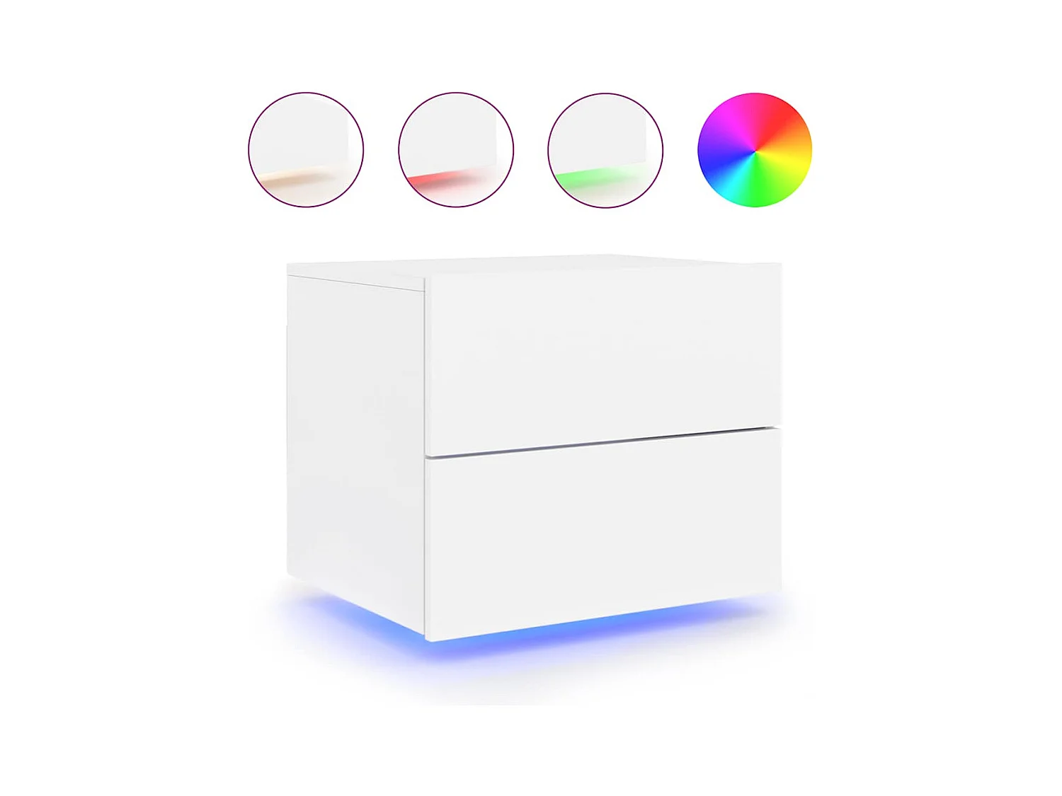 Mesitas de noche de pared con luces LED 2 piezas blancas