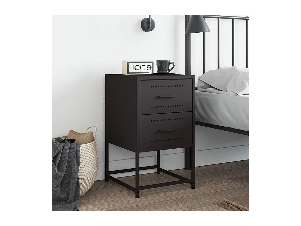 Table de chevet noir 36x39x60,5 cm acier