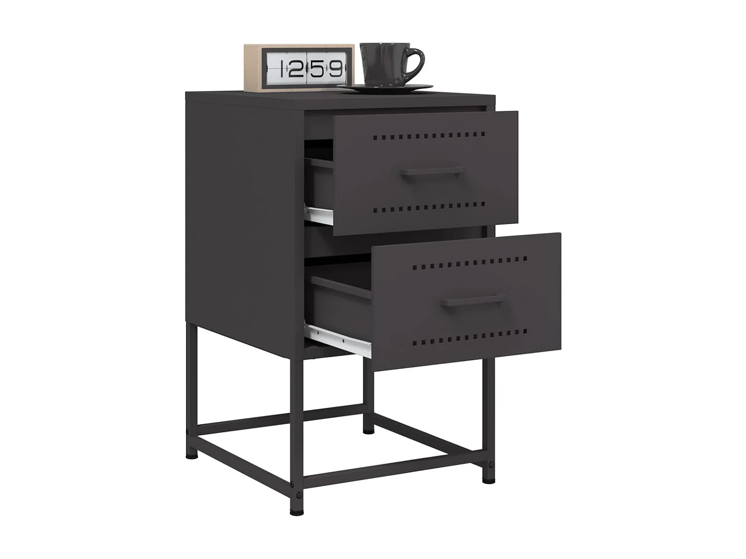 Table de chevet noir 36x39x60,5 cm acier