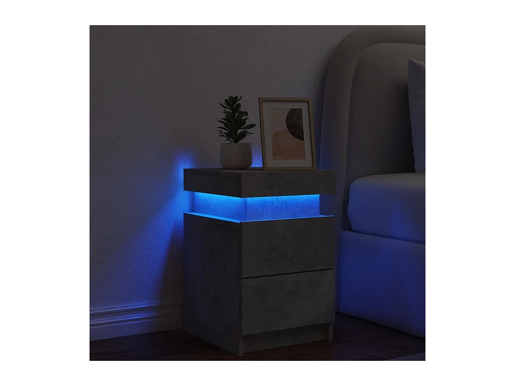 Nachttisch mit LED-Beleuchtung, Betongrau, 35x39x55 cm