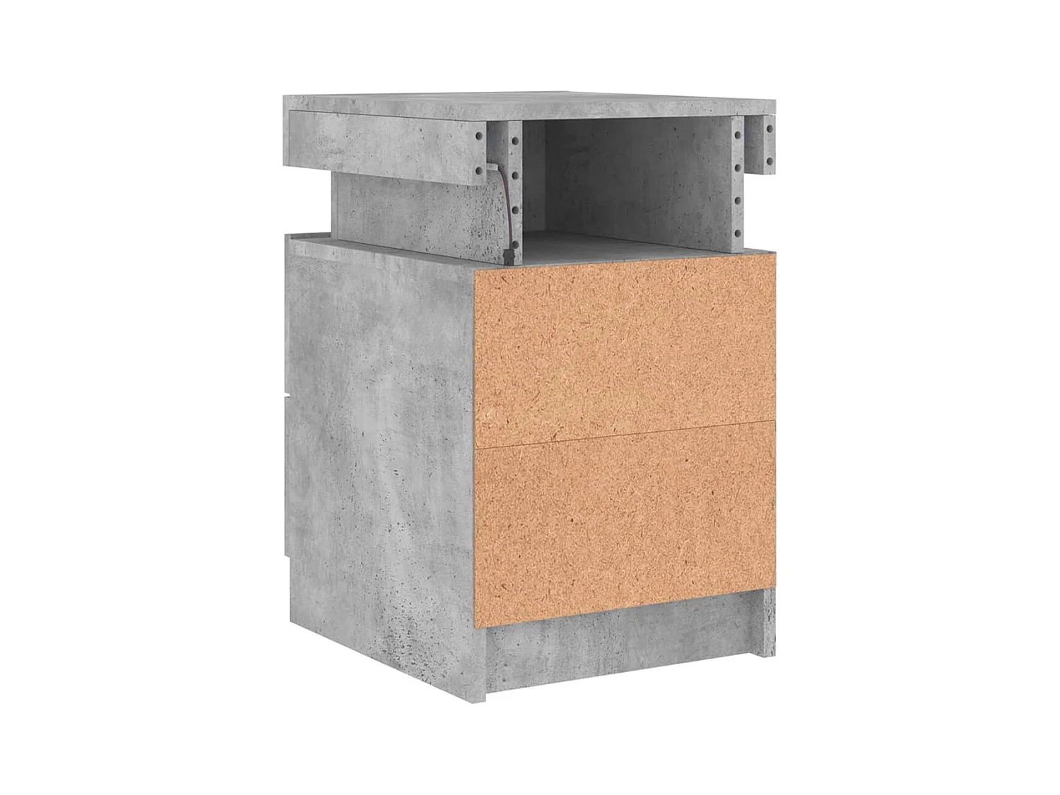 Table de chevet avec lumières LED gris béton 35x39x55 cm
