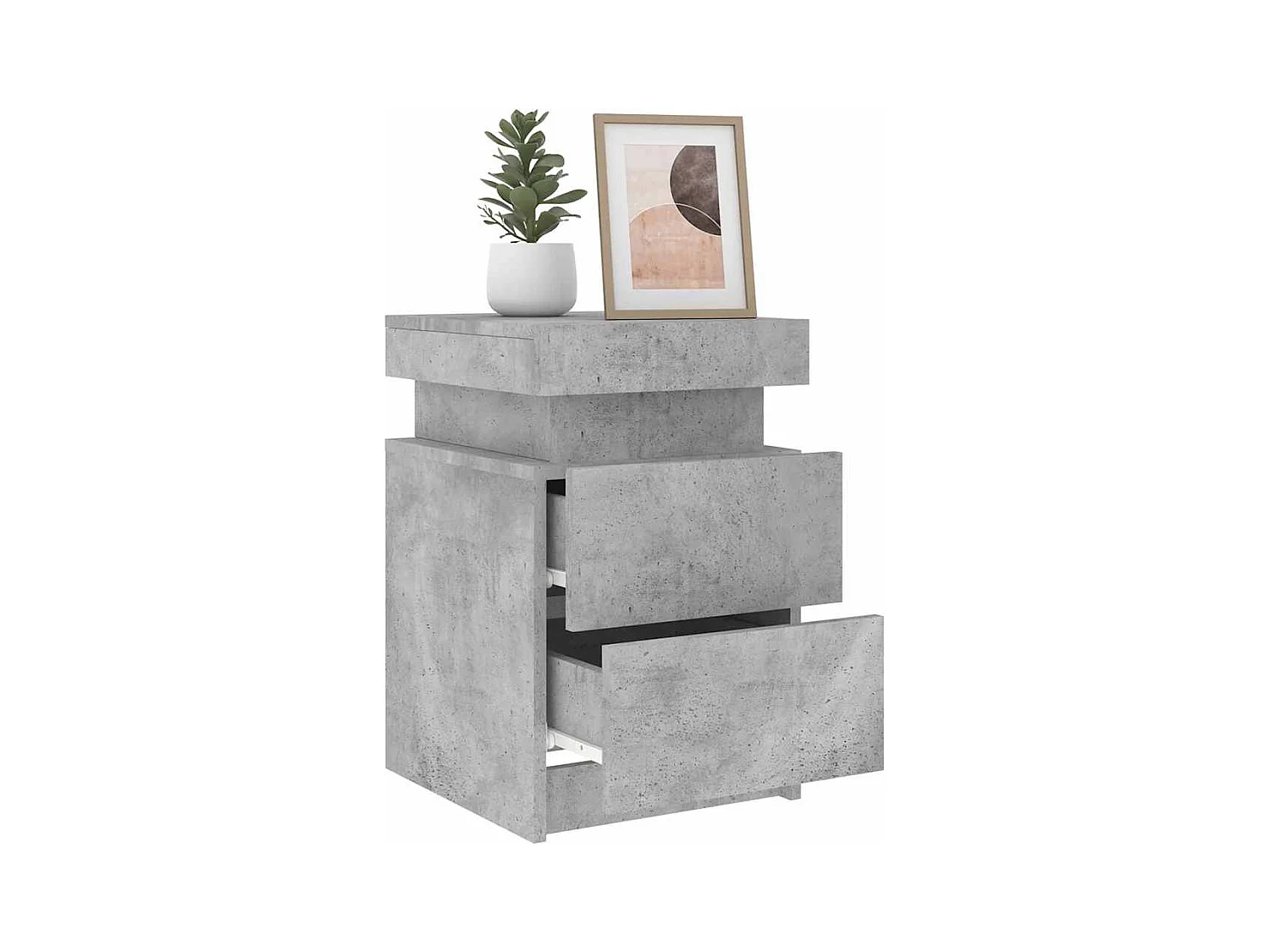 Table de chevet avec lumières LED gris béton 35x39x55 cm