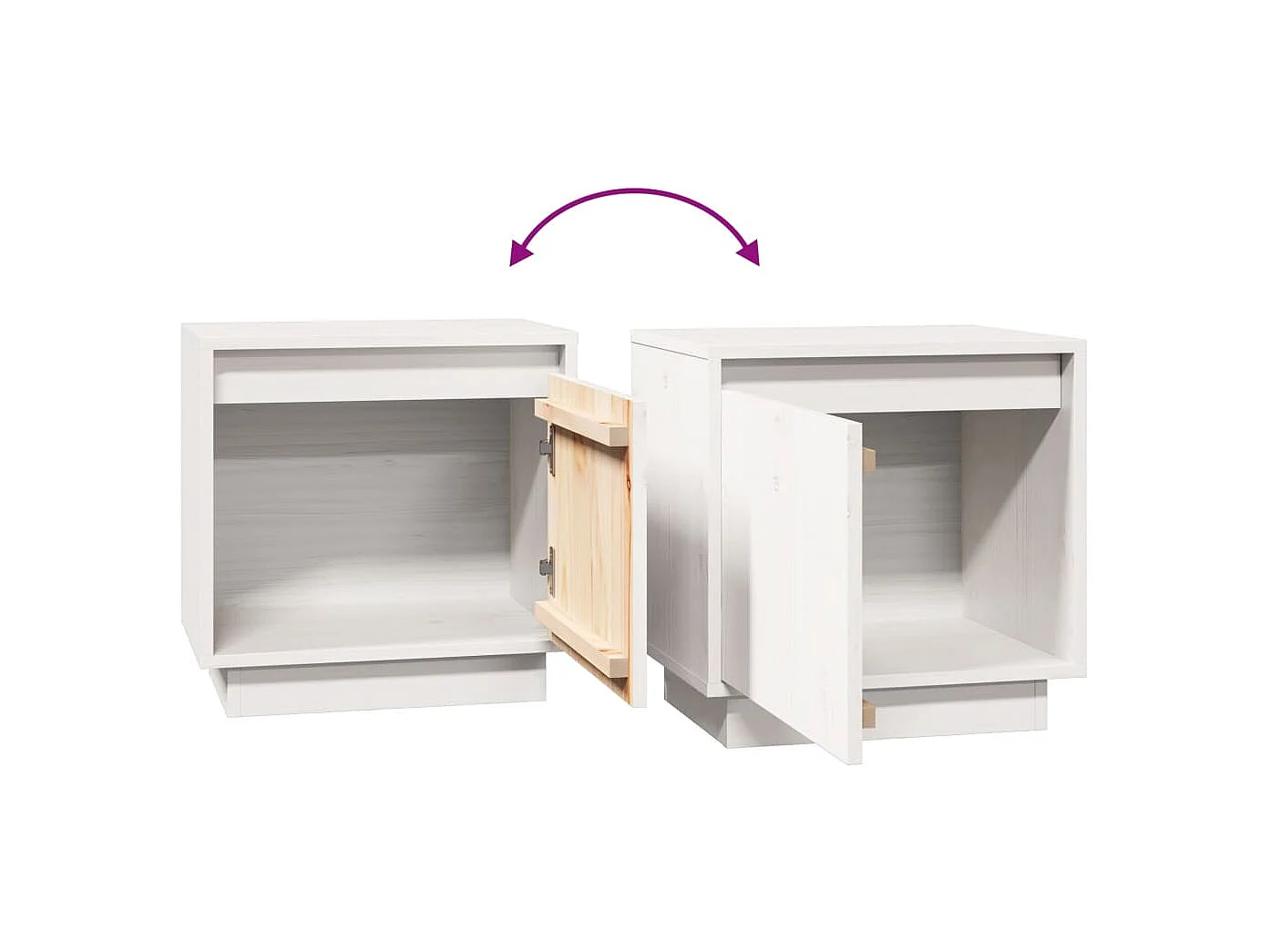 Mesita de noche Blanca 40x30x40 cm Madera maciza de pino