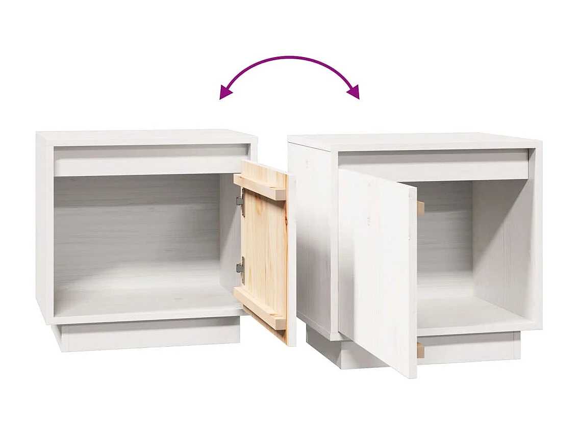 Mesita de noche Blanca 40x30x40 cm Madera maciza de pino