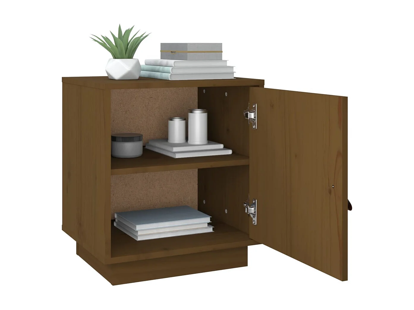 Comodino color miele 40x34x45 cm in legno massello di pino