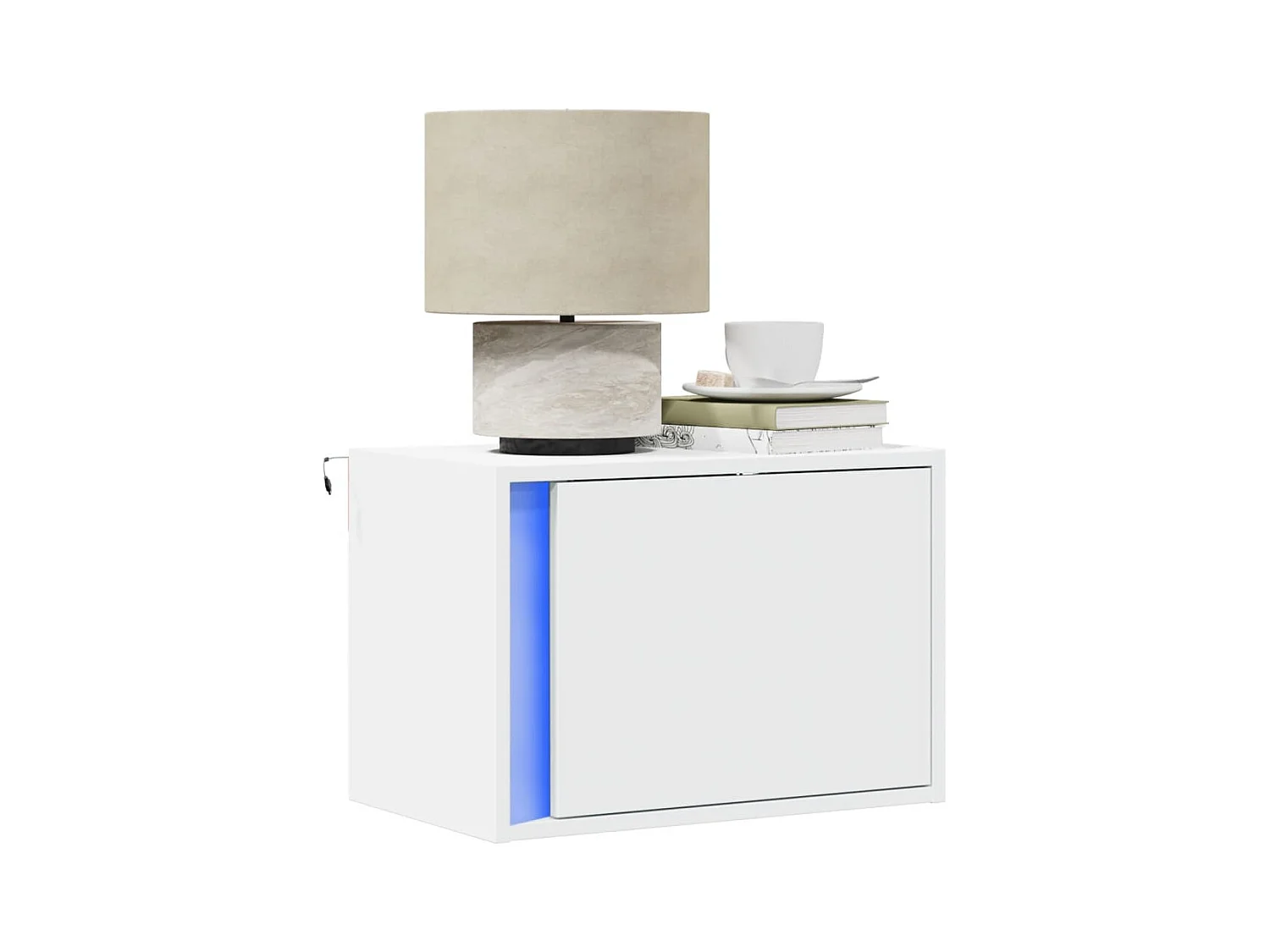 Table de chevet murale avec lumières LED blanc