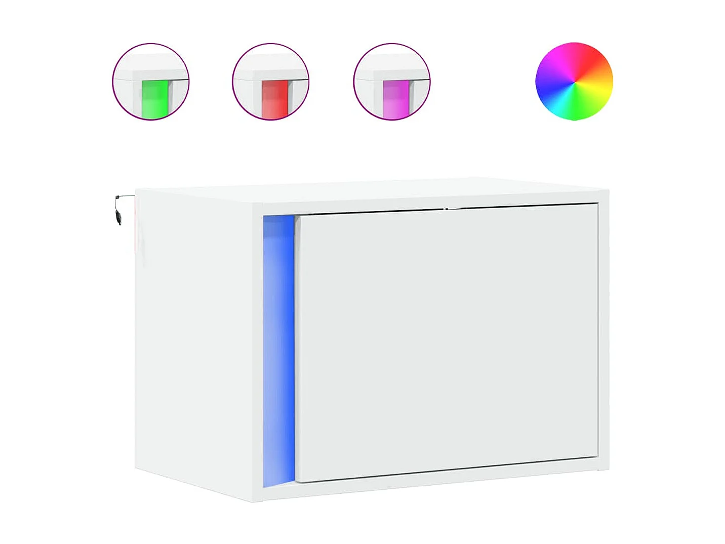 Mesita de noche de pared con luces LED blancas