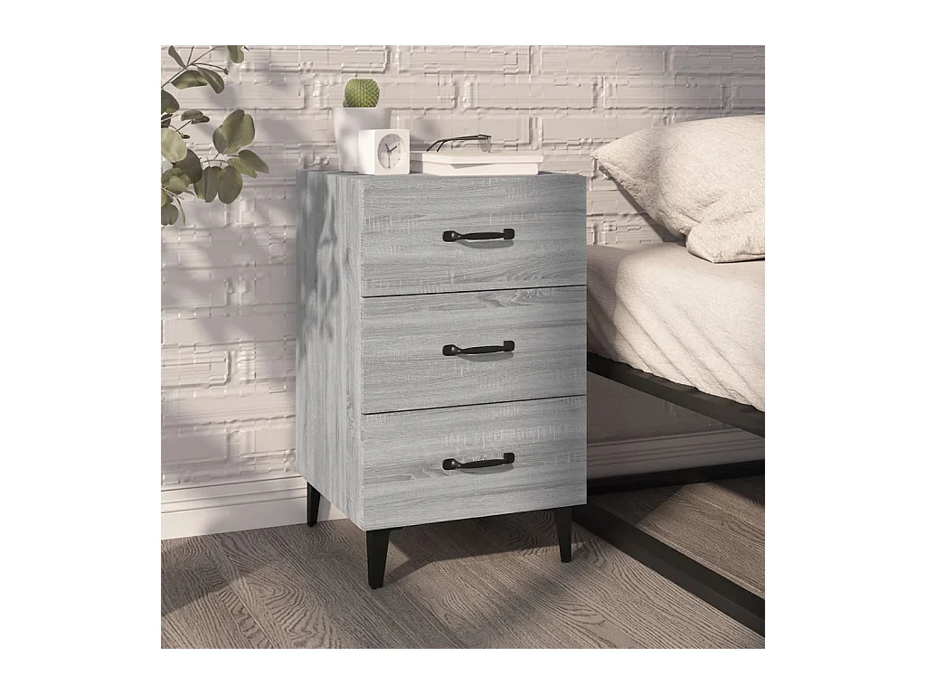 Comodino Sonoma Grey 40x40x66 cm in legno ingegnerizzato