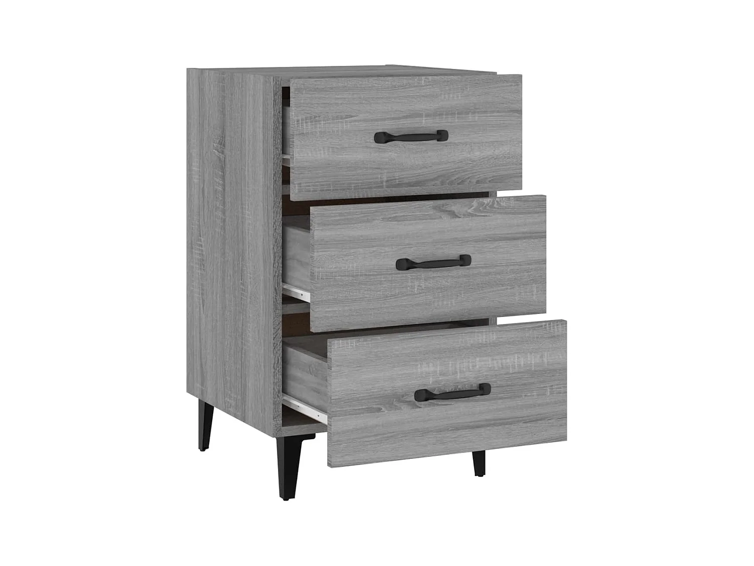 Comodino Sonoma Grey 40x40x66 cm in legno ingegnerizzato