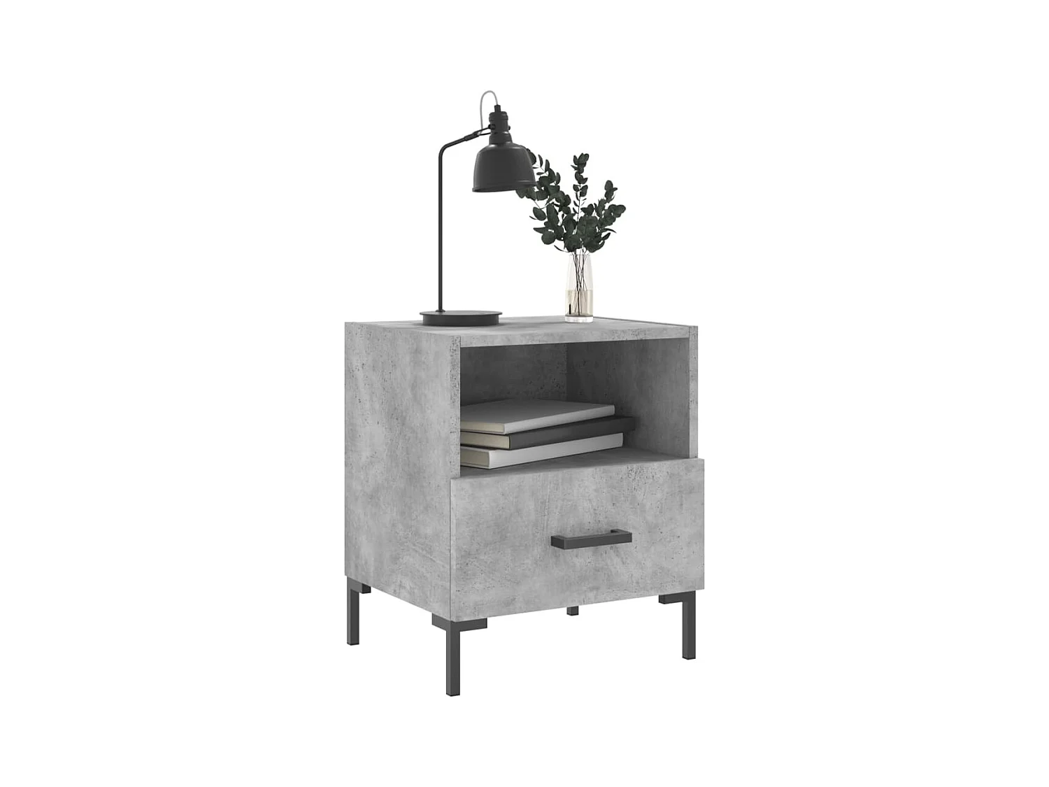 Comodini 2 pezzi grigio cemento 40x35x47,5cm in legno ingegnerizzato