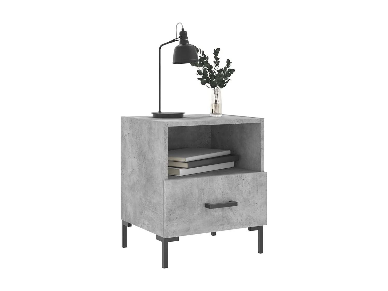 Nachtkastjes 2 stuks betongrijs 40x35x47,5cm bewerkt hout