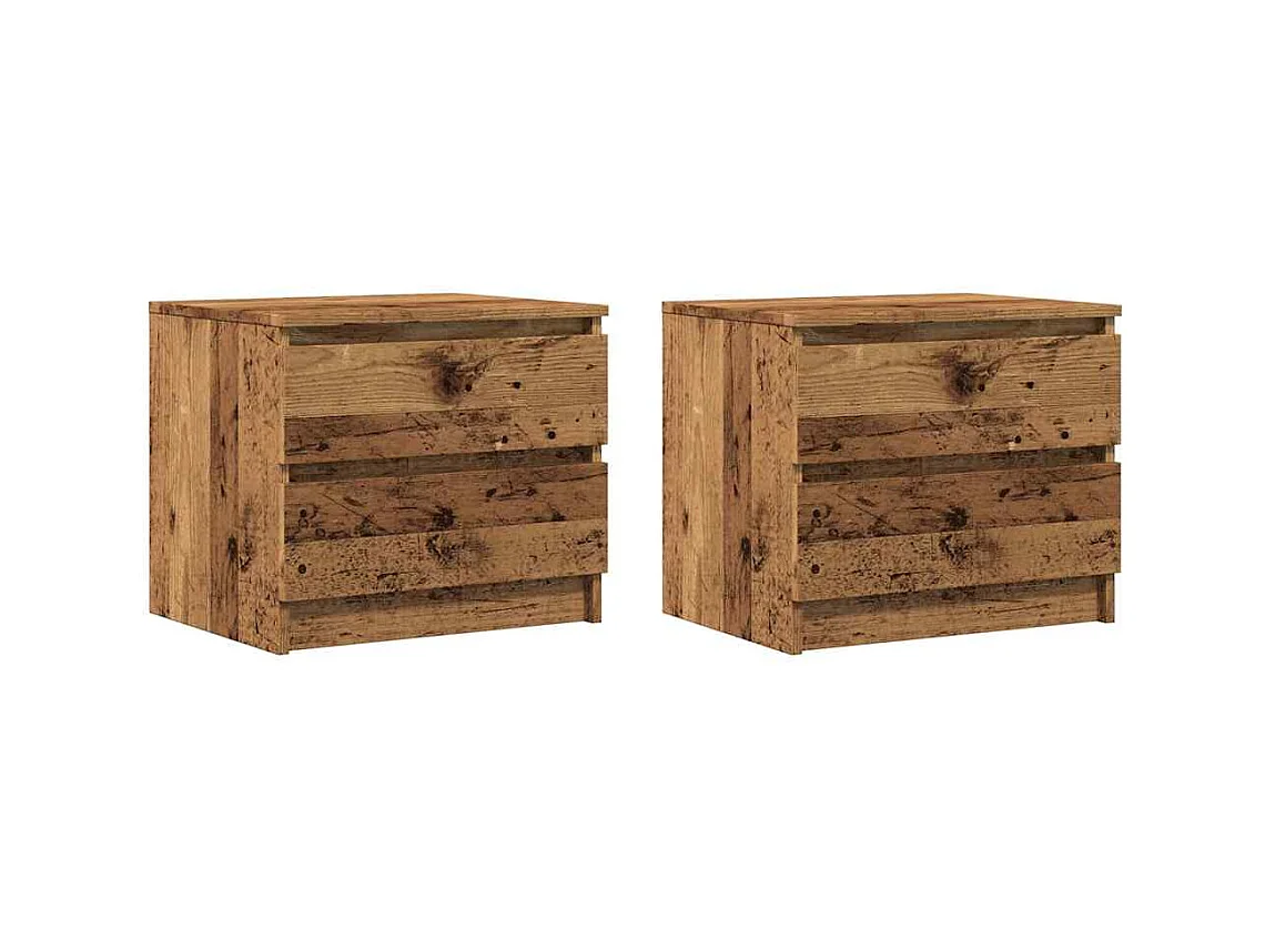 Tables de chevet 2 pcs vieux bois 50x40x43.5 cm bois ingénierie