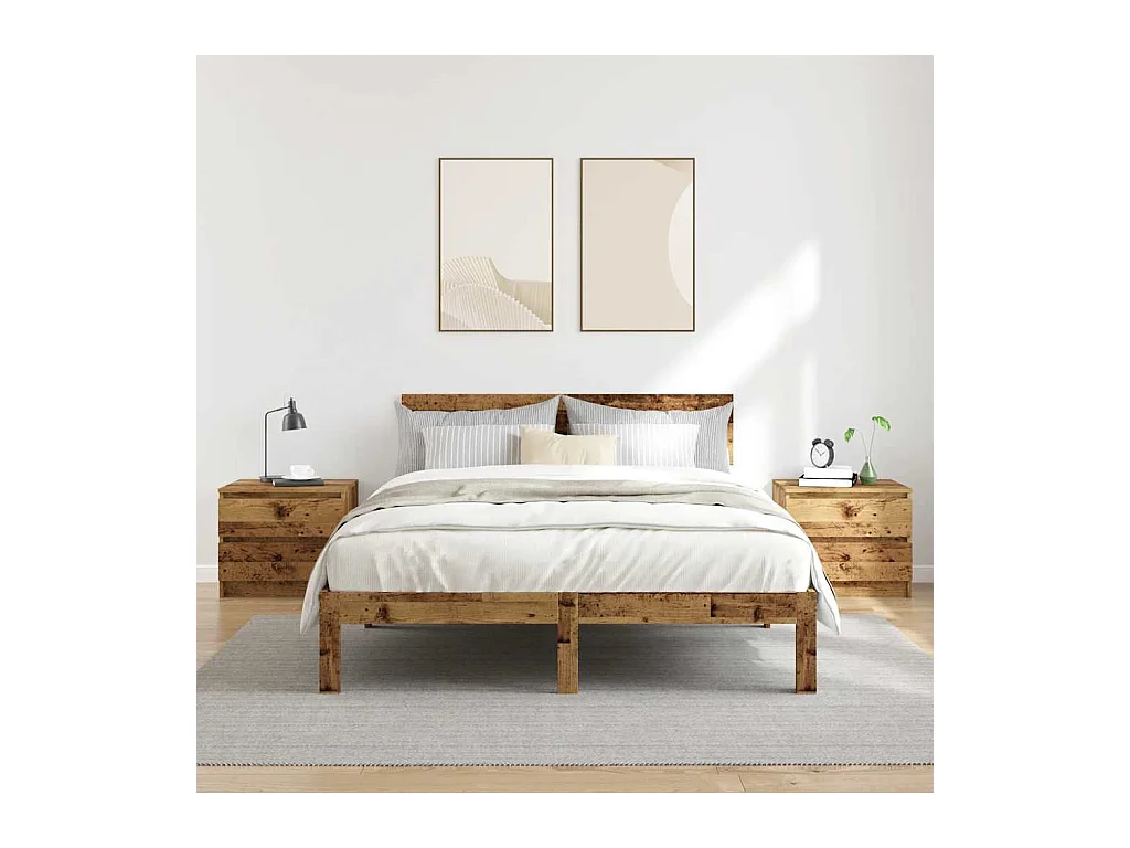 Tables de chevet 2 pcs vieux bois 50x40x43.5 cm bois ingénierie