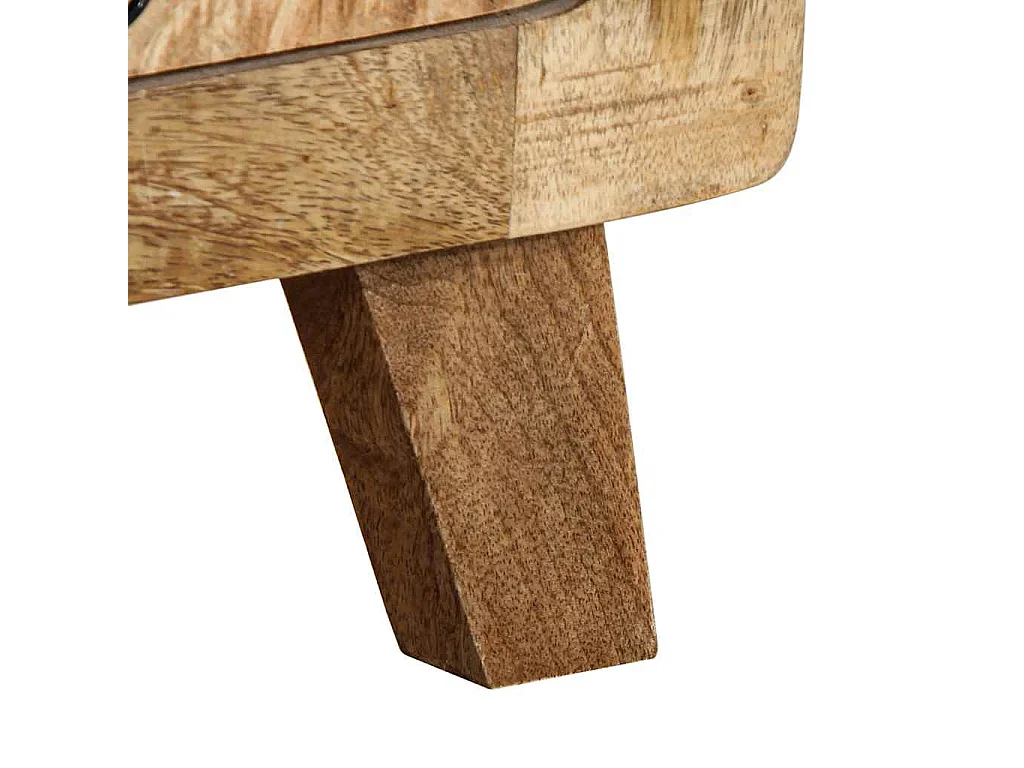 Comodino 2 pezzi 37x32x50 cm in legno massello di mango grezzo