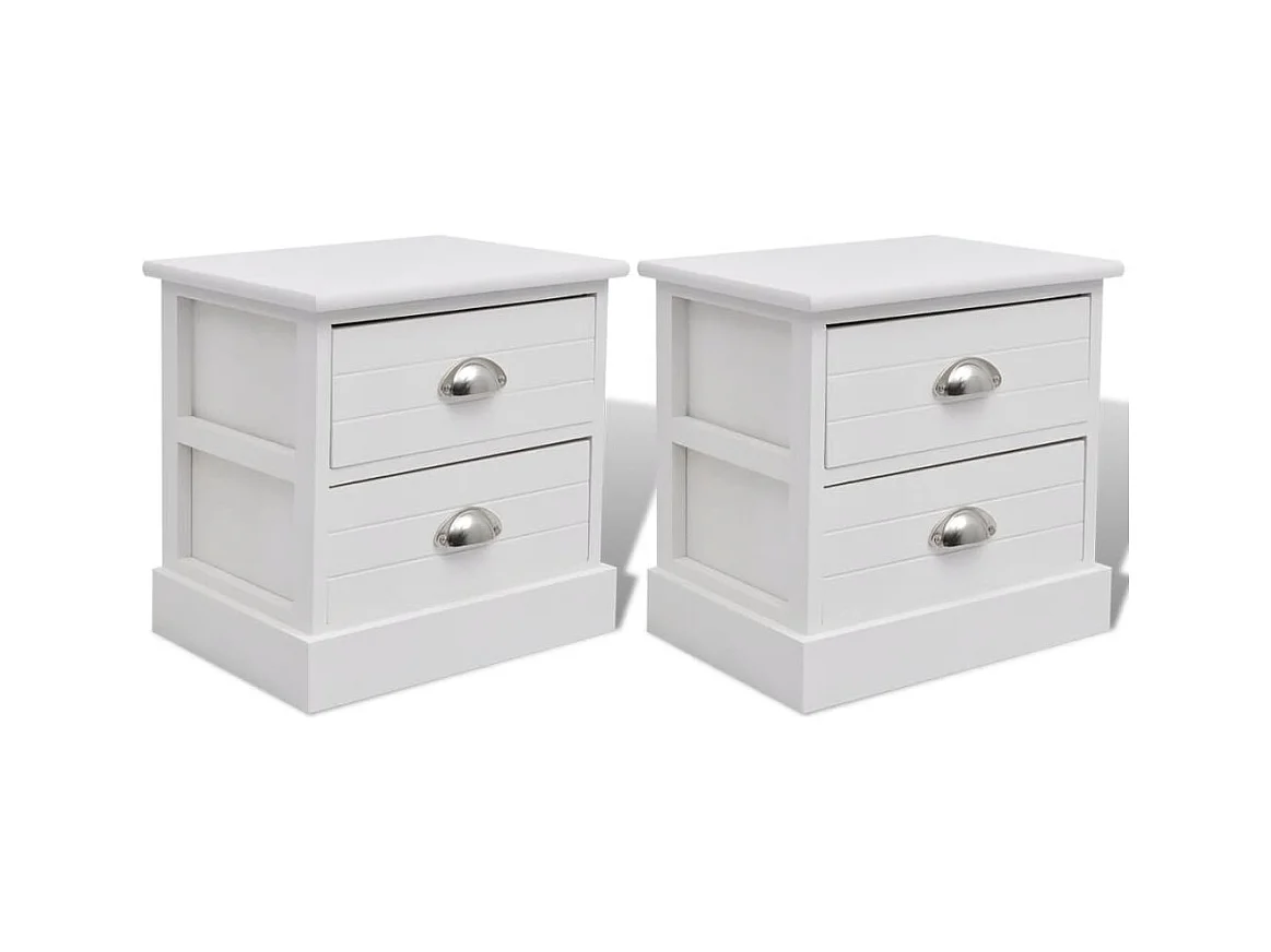 Nachtkastje in Franse stijl, 2 stuks, wit