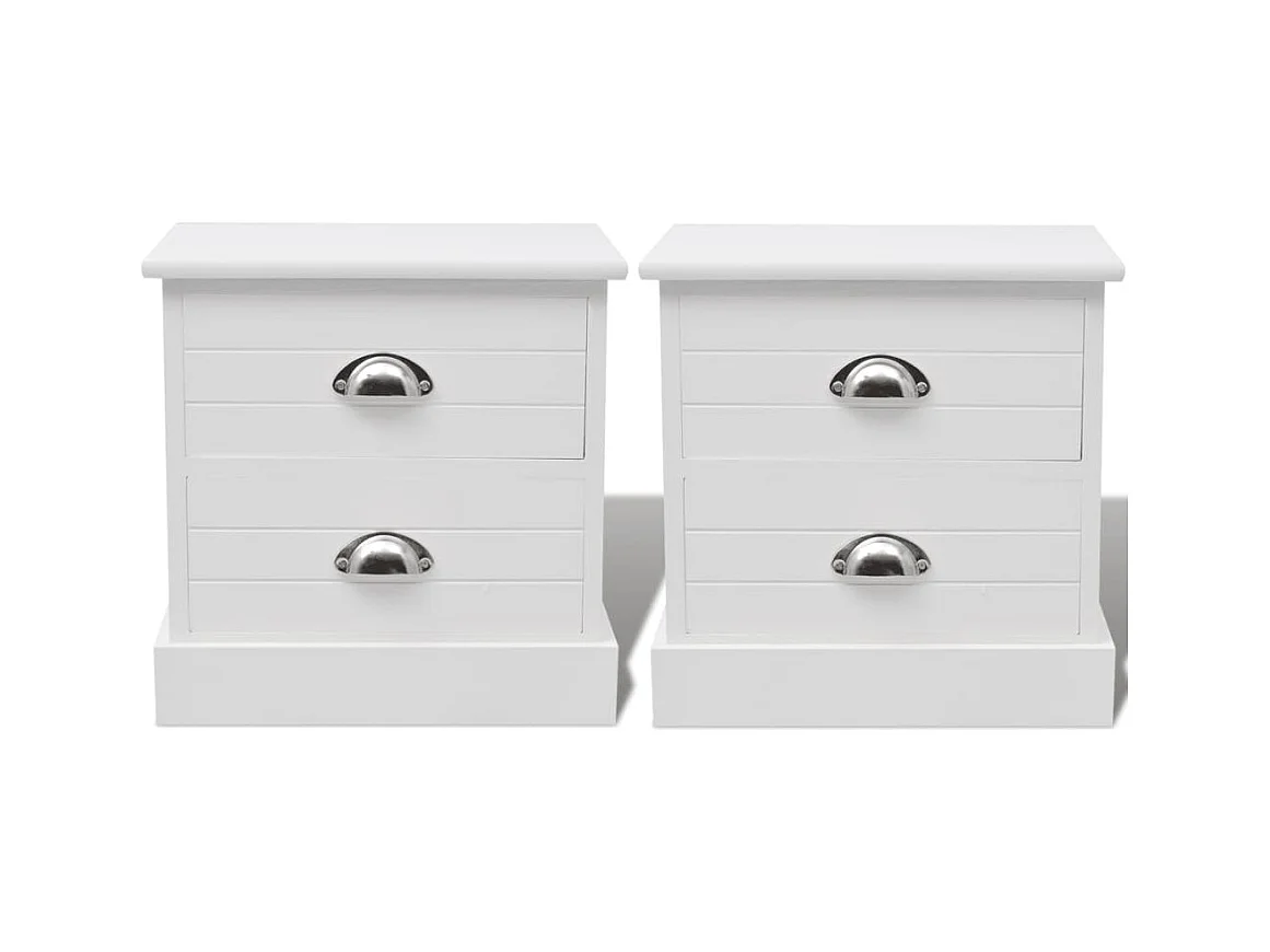 Nachtkastje in Franse stijl, 2 stuks, wit