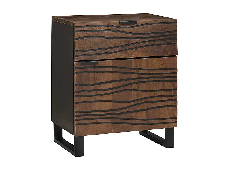 Armoire de chevet 50x33x60 cm en bois massif noyer