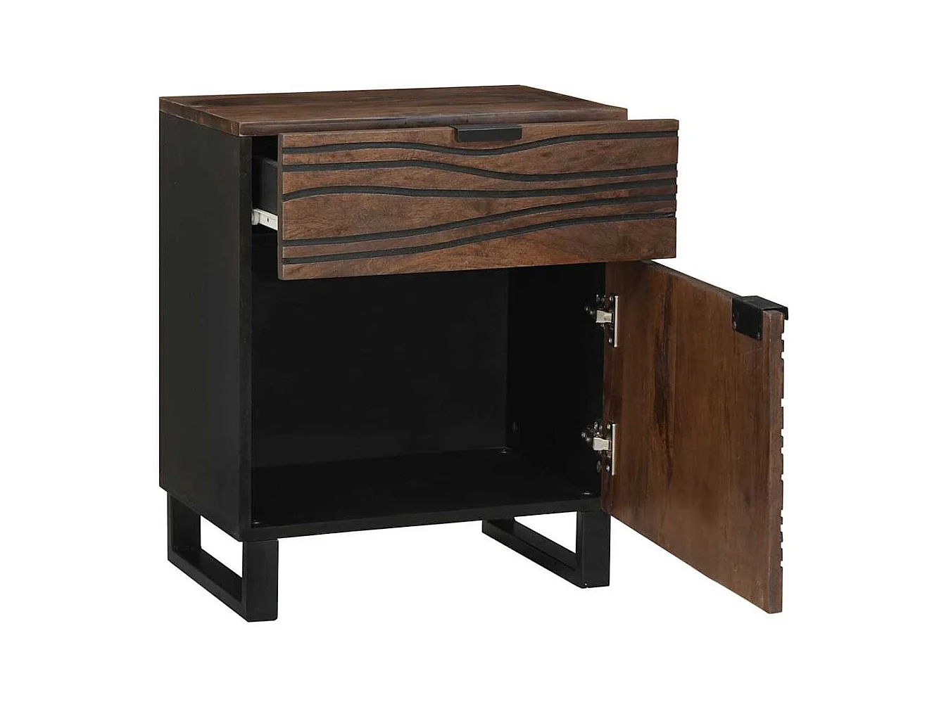 Armoire de chevet 50x33x60 cm en bois massif noyer