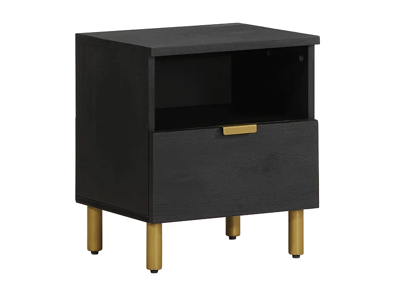 Comodino nero 40x33x46 cm in legno ingegnerizzato