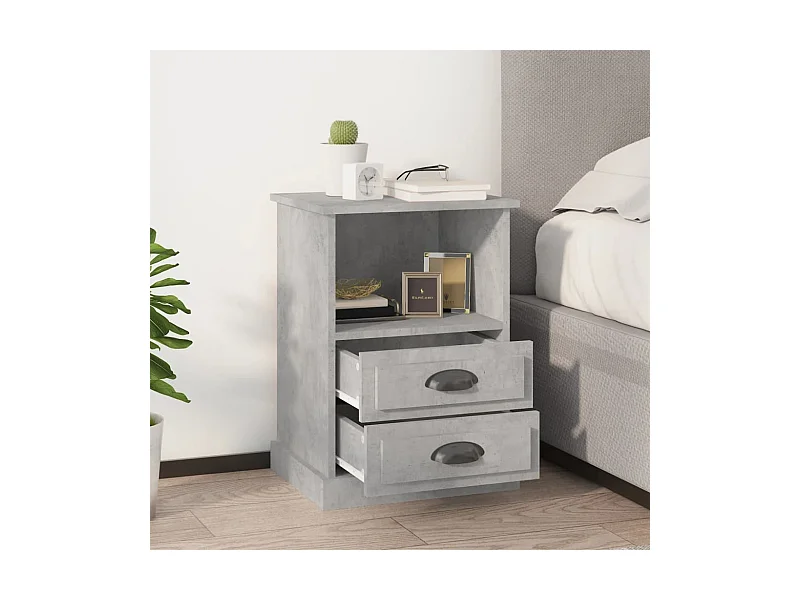 Comodini 2 pezzi grigio cemento 43x36x60 cm