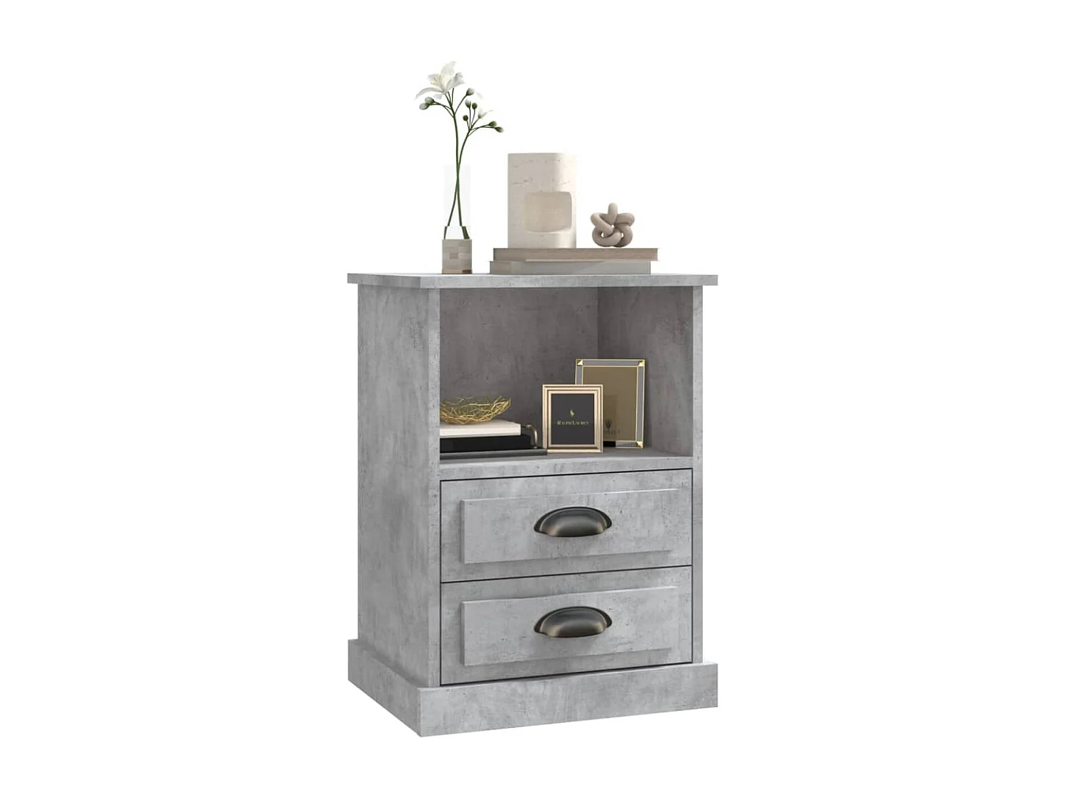 Comodini 2 pezzi grigio cemento 43x36x60 cm