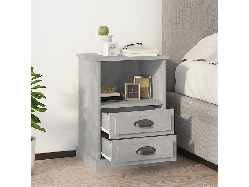 Comodini 2 pezzi grigio cemento 43x36x60 cm