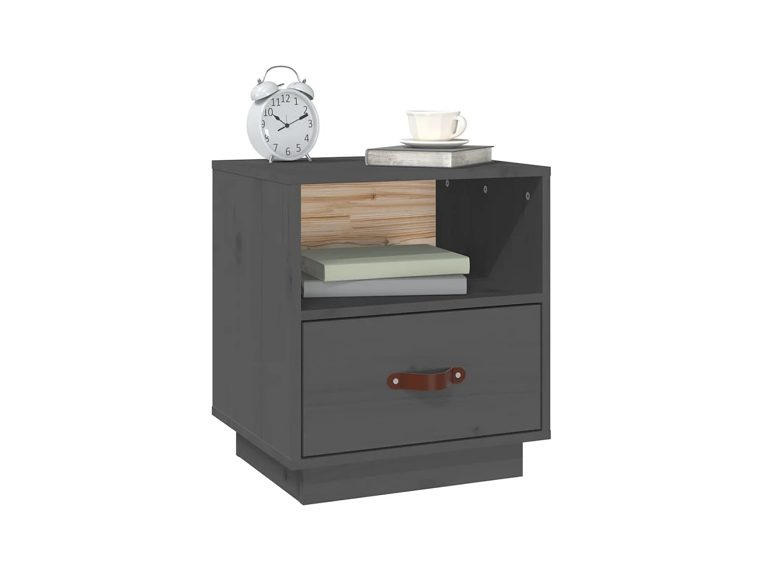 Mesitas de noche 2 uds Gris 40x34x45 cm Madera maciza de pino