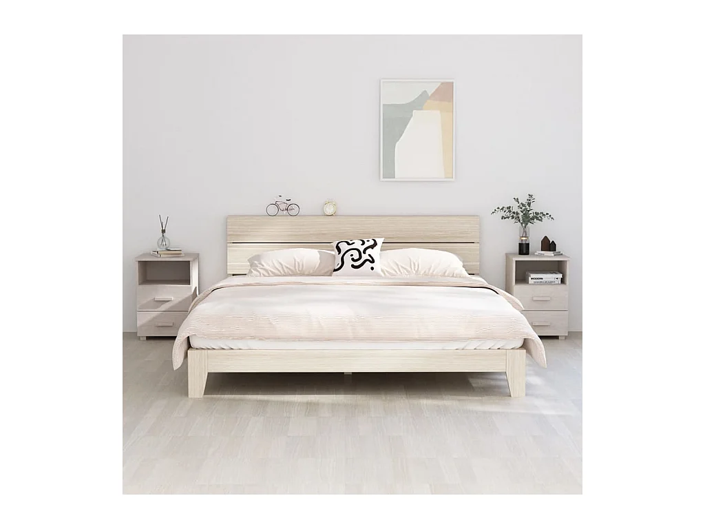 Comodini 2 pz Bianco 40x35x62 cm Legno massello
