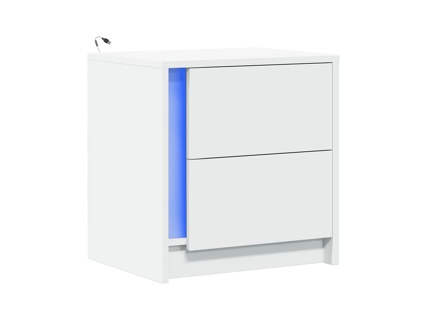 Armoire de chevet avec lumières LED blanc bois d'ingénierie