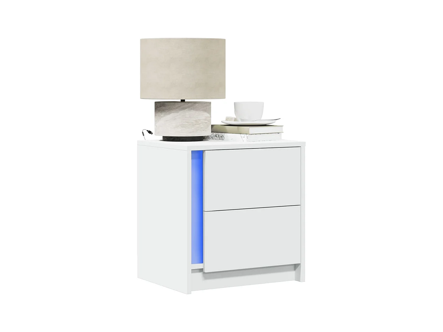 Armoire de chevet avec lumières LED blanc bois d'ingénierie