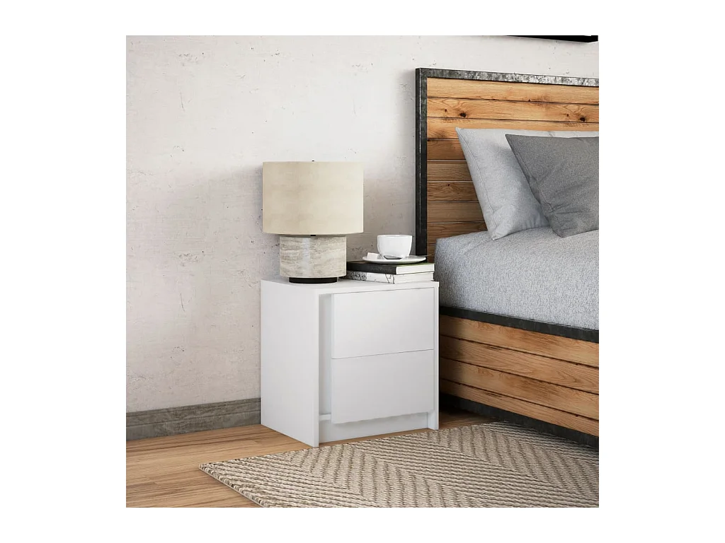 Armoire de chevet avec lumières LED blanc bois d'ingénierie