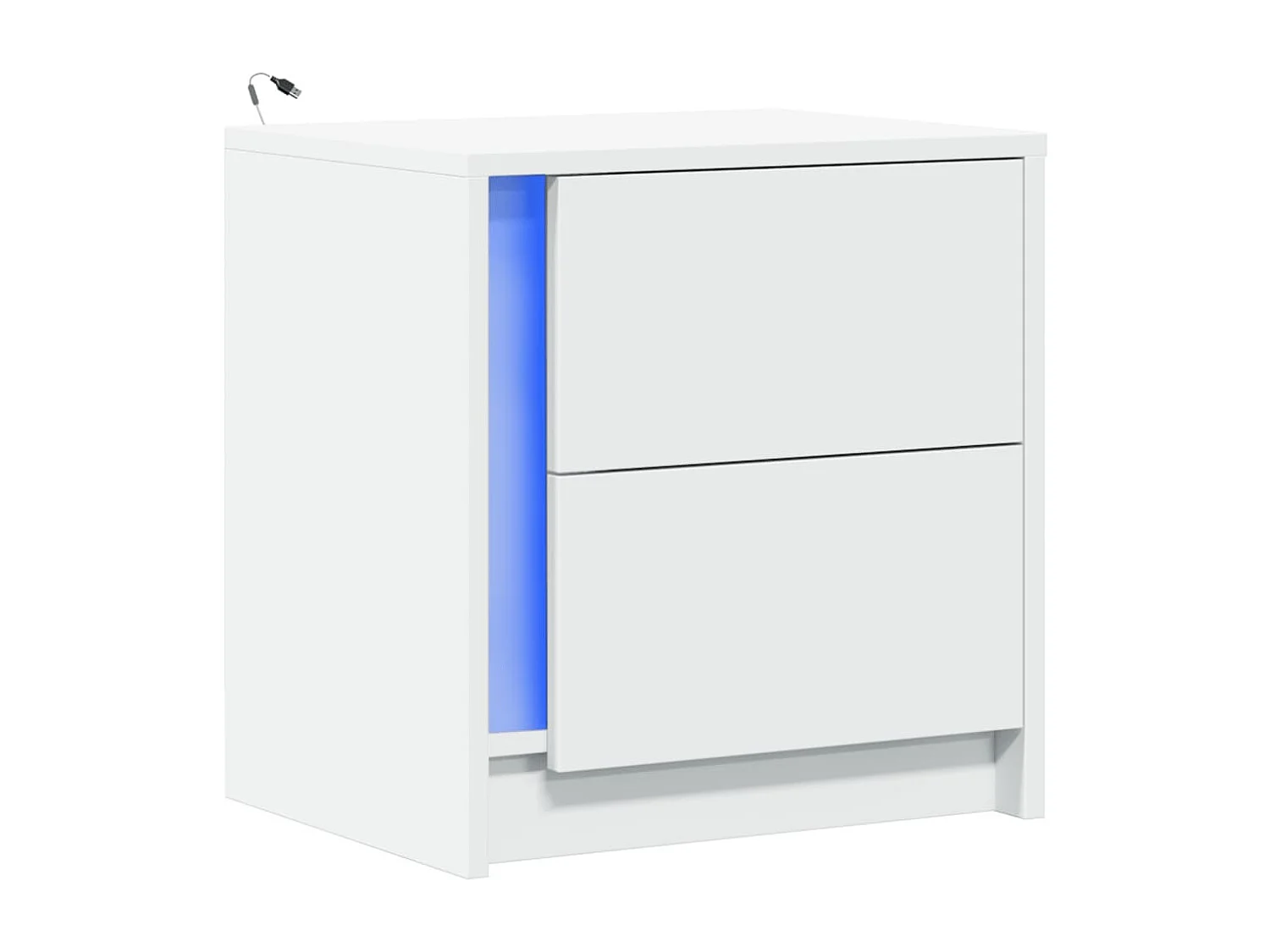 Comodino con luci a LED in legno ingegnerizzato bianco