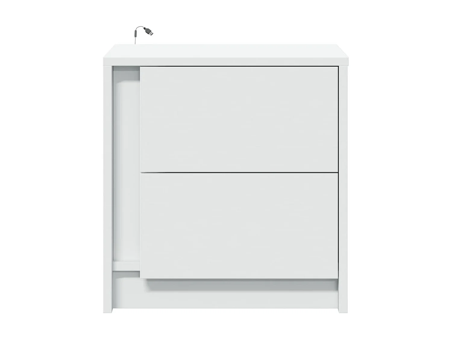 Comodino con luci a LED in legno ingegnerizzato bianco