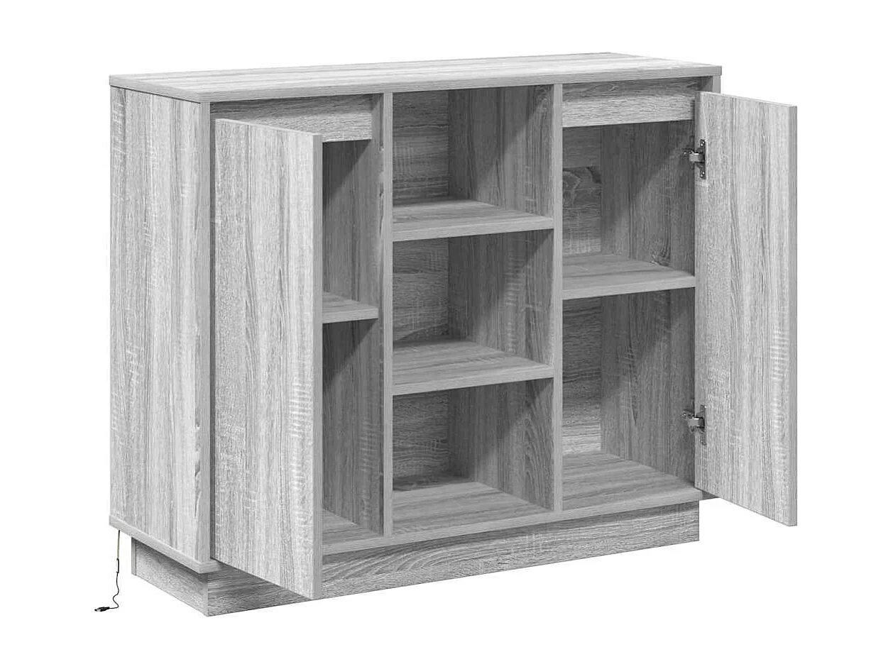 Buffet avec LED Gris Sonoma 90x32x75 cm Bois d'ingénierie