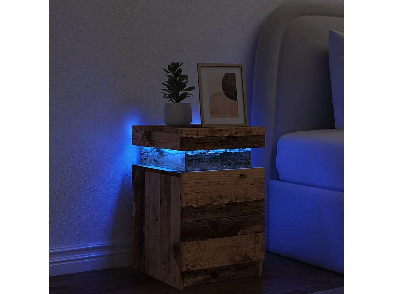 Comodino e LED in legno vecchio 35x39x55 cm in legno ingegnerizzato